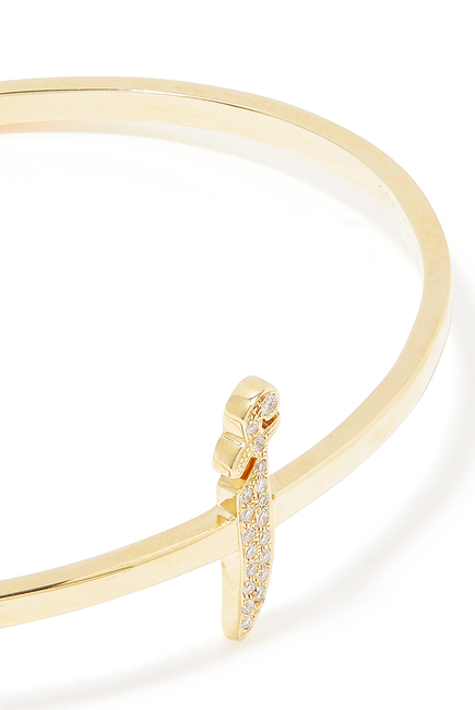 Oula Letter A Cuff Bracelet, 18k Yellow Gold with Diamonds